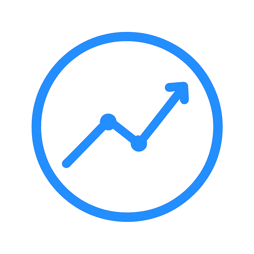 PokeSignalPro logo – electric blue analytics icon with rising chart line.
